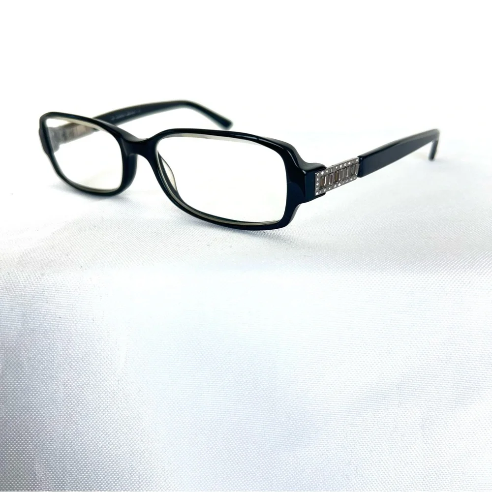VALENTINO Italy 130 5456 Rectangular Lens Crystal Black Frames Eyeglasses